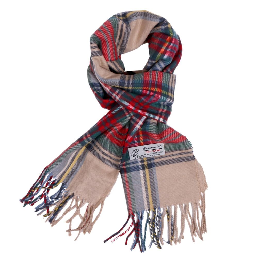 7102 Plaid Cashmere Feel Classic Soft Luxurious Winter Scarf Tartan Camel